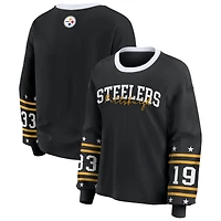 T-shirt de sport à manches longues noir pour femme WEAR by Erin Andrews, grande taille, des Steelers Pittsburgh