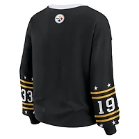 T-shirt de sport à manches longues noir pour femme WEAR by Erin Andrews, grande taille, des Steelers Pittsburgh