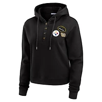 Women's WEAR by Erin Andrews  Black Pittsburgh Steelers Plus Waffle Hoodie Pullover Top