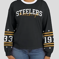 T-shirt de sport à manches longues noir WEAR by Erin Andrews pour femme, des Steelers Pittsburgh