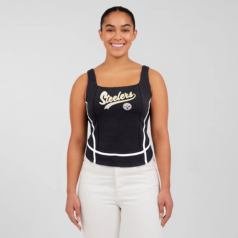 Débardeur à col carré noir WEAR by Erin Andrews pour femme des Steelers de Pittsburgh