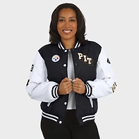 Doudoune noire à boutons-pression complète pour femme WEAR by Erin Andrews des Pittsburgh Steelers