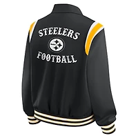 Veste légère noire à boutons-pression pour femme WEAR by Erin Andrews des Pittsburgh Steelers