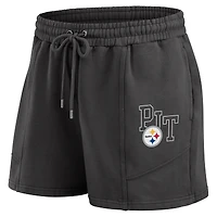 Ensemble de détente pour femme WEAR by Erin Andrews composé d'un t-shirt à manches longues et short en molleton délavé noir des Steelers Pittsburgh