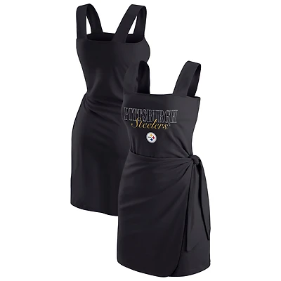 Women's WEAR by Erin Andrews  Black Pittsburgh Steelers Wrap Dress