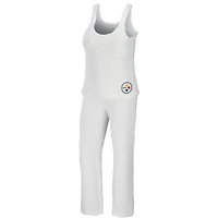 Women's WEAR by Erin Andrews Cream Pittsburgh Steelers Cozy Scoop Neck Tank Top & Pants Sleep Set