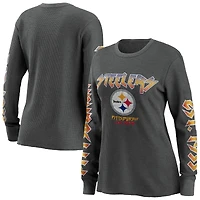 Women's WEAR by Erin Andrews Grey Pittsburgh Steelers - Haut thermique à manches longues