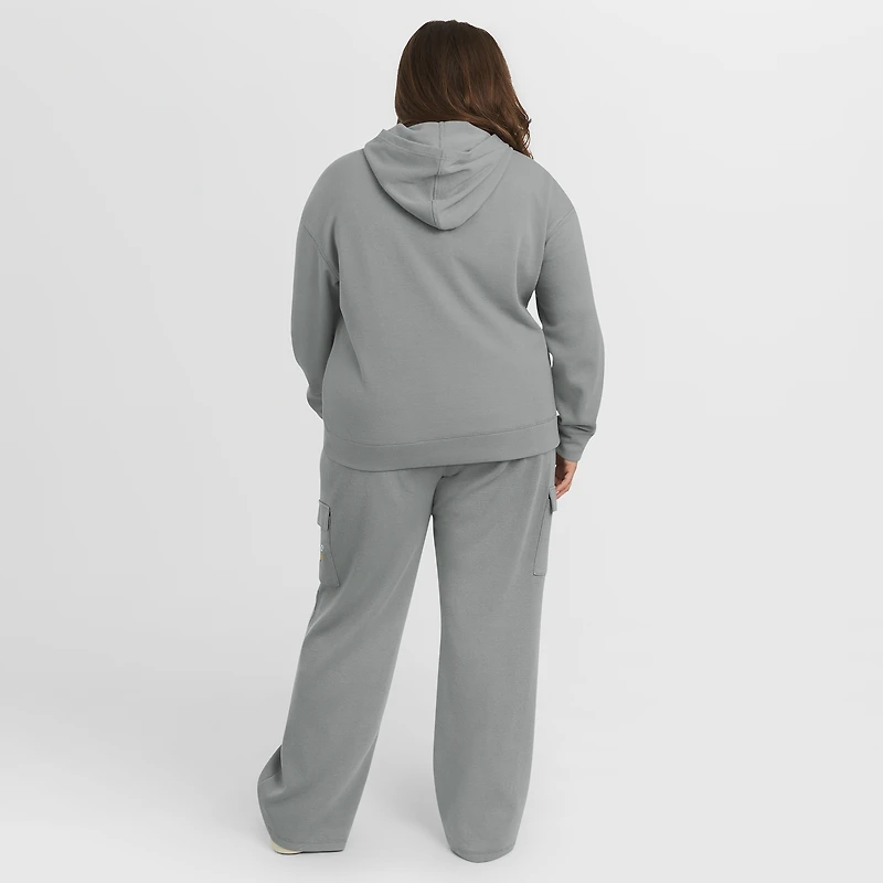 Women's WEAR by Erin Andrews Gray Pittsburgh Steelers Plus Waffle-Knit Long Sleeve Hooded Shirt & Pants Lounge Set