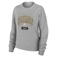 Women's WEAR by Erin Andrews  Heather Gray Pittsburgh Steelers Plus Knitted Tri-Blend Long Sleeve T-Shirt & Pants Lounge Set