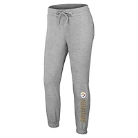 Ensemble de détente pour femme WEAR by Erin Andrews Heather Gray Pittsburgh Steelers en tricot tri-blend à manches longues et pantalon grande taille