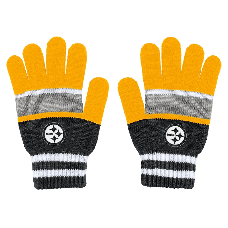 Ensemble gants et écharpe à rayures WEAR by Erin Andrews pour femme des Pittsburgh Steelers