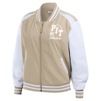 Veste aviateur entièrement zippée ton sur WEAR by Erin Andrews pour femme, couleur tan, des Pittsburgh Steelers ton,