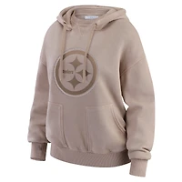 Pull ras du cou délavé pour femme WEAR by Erin Andrews, couleur tan des Pittsburgh Steelers