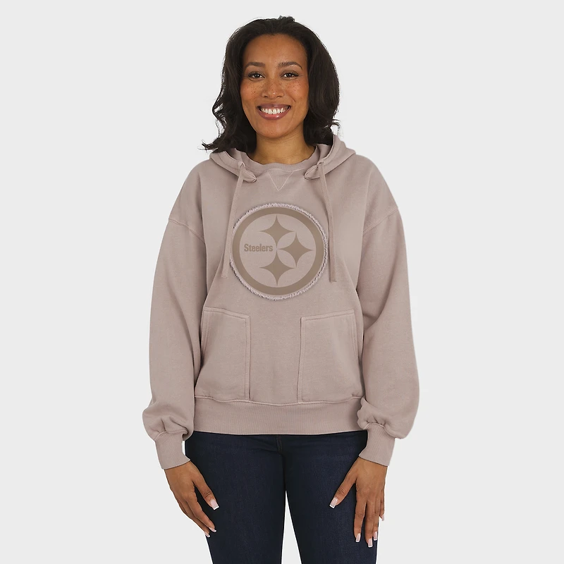 Women's WEAR by Erin Andrews Tan Pittsburgh Steelers Washed Pullover Crewdie