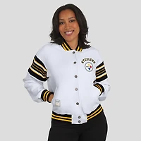 Sweat-shirt polaire à boutons-pression blancs Pittsburgh Steelers pour femmes de la marque WEAR by Erin Andrews