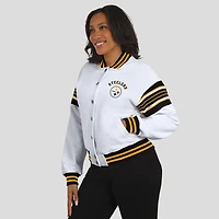 Sweat-shirt polaire à boutons-pression blancs Pittsburgh Steelers pour femmes de la marque WEAR by Erin Andrews