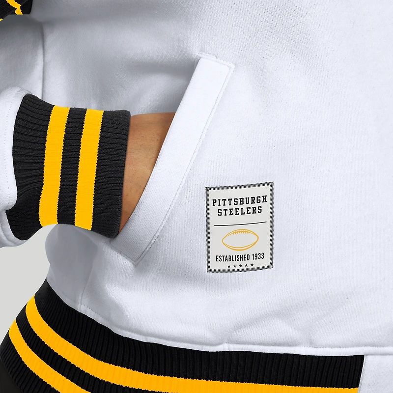Sweat-shirt polaire à boutons-pression blancs Pittsburgh Steelers pour femmes de la marque WEAR by Erin Andrews
