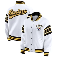 Sweat-shirt polaire à boutons-pression blancs Pittsburgh Steelers pour femmes de la marque WEAR by Erin Andrews