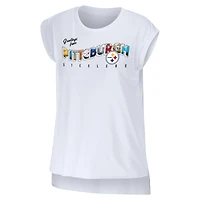 WEAR by Erin Andrews T-shirt blanc Pittsburgh Steelers Greetings From Muscle pour femmes