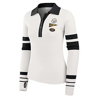 Pull polo Henley côtelé blanc Pittsburgh Steelers de la marque WEAR by Erin Andrews pour femme
