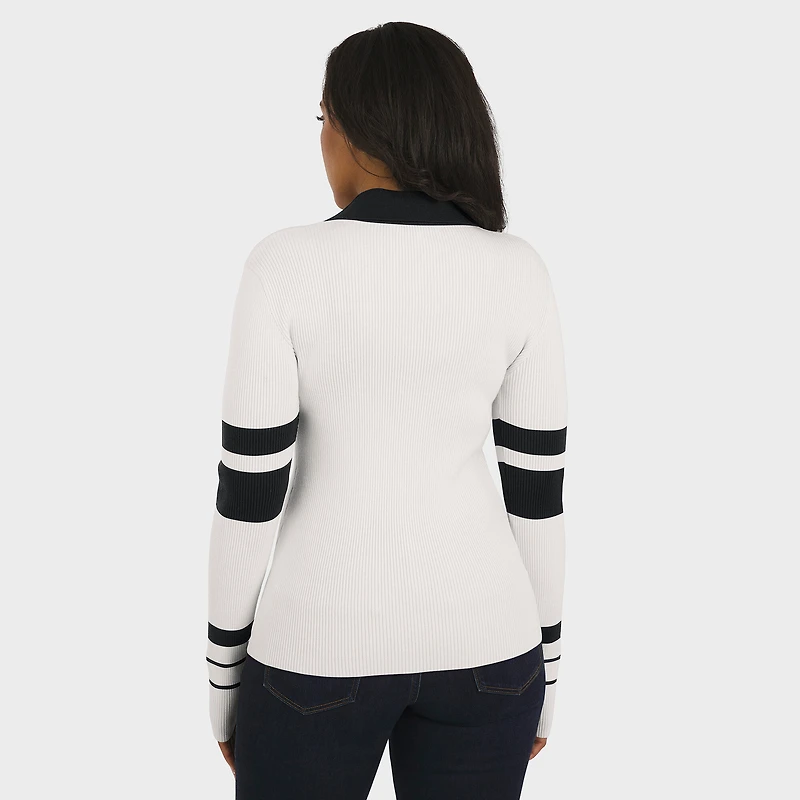 Pull polo Henley côtelé blanc Pittsburgh Steelers de la marque WEAR by Erin Andrews pour femme