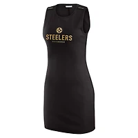 Women's WEAR by Erin Andrews x Gracie Hunt Black Pittsburgh Steelers Ribbed Tank Dress