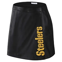 Women's WEAR by Erin Andrews x Gracie Hunt Black Pittsburgh Steelers Wrap Skirt