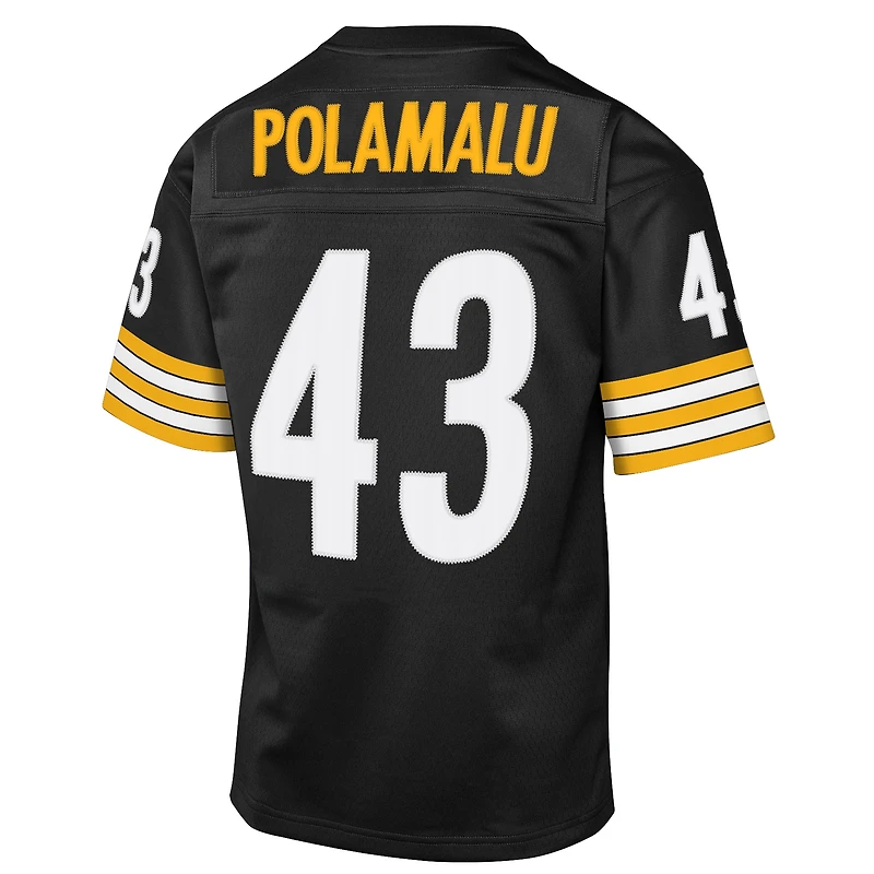 Maillot rétro noir des Steelers de Pittsburgh 2005 pour jeunes Mitchell & Ness Troy Polamalu