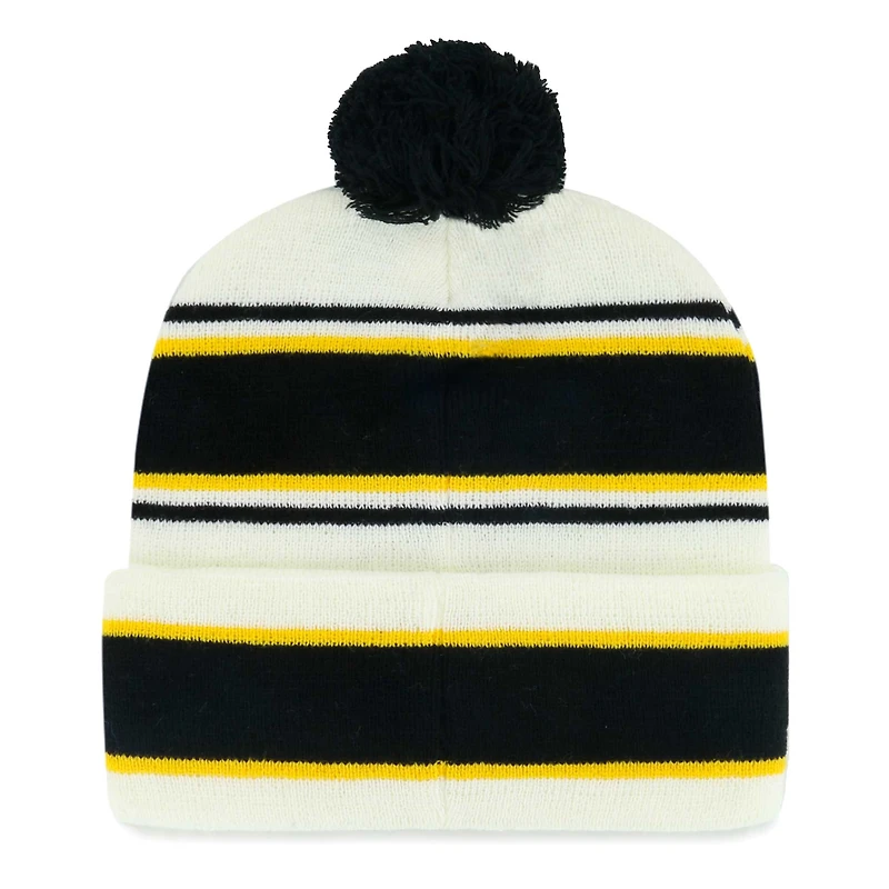 Bonnet en tricot à revers Stripling White Pittsburgh Steelers '47 pour jeunes avec pompon