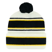 Bonnet en tricot à revers Stripling White Pittsburgh Steelers '47 pour jeunes avec pompon