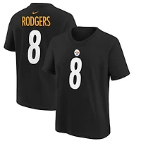 T-shirt noir Aaron Rodgers pour jeune joueur des Steelers de Pittsburgh avec nom et numéro