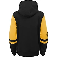 Youth Black Pittsburgh Steelers Colorblock Full-Zip Hoodie