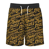 Short en molleton noir Pittsburgh Steelers Super French Terry pour jeunes
