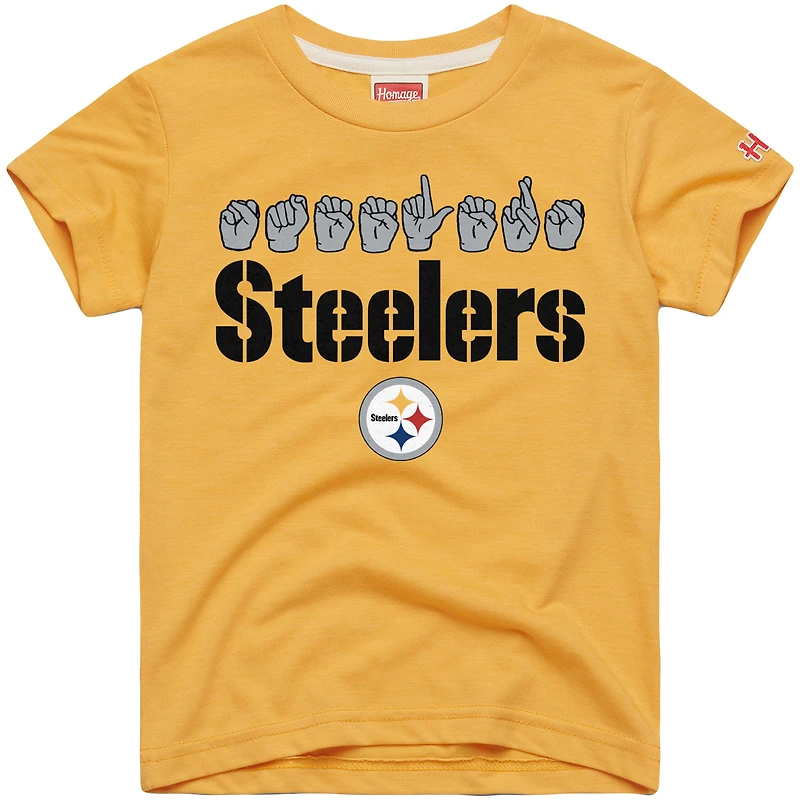 Youth Homage Gold Pittsburgh Steelers Love Sign x ASL 2.0 Tri-Blend T-Shirt
