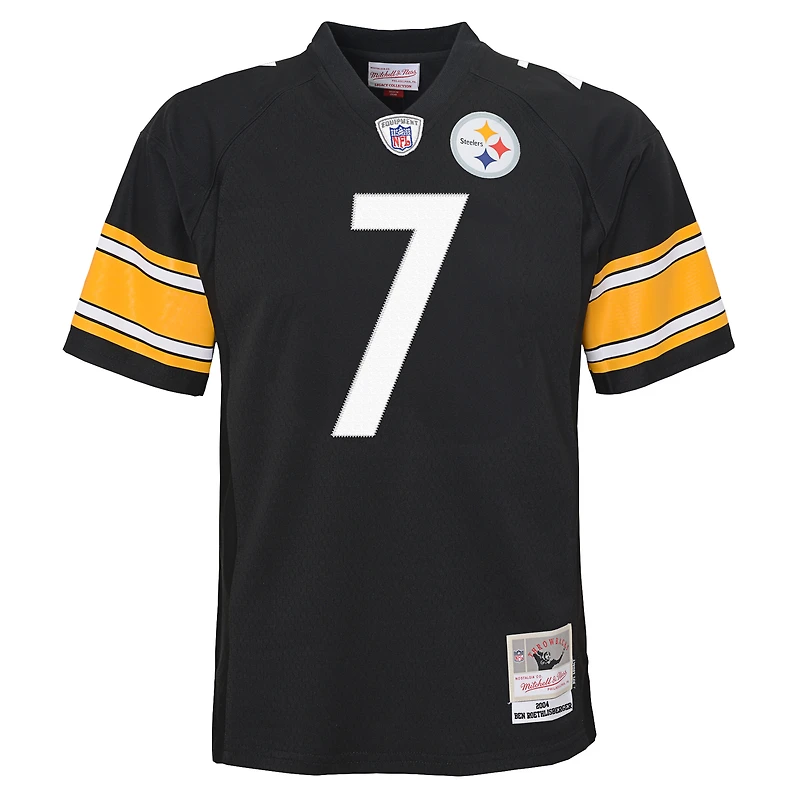 Maillot réplique Mitchell & Ness Ben Roethlisberger noir Pittsburgh Steelers 2004 Legacy pour enfant