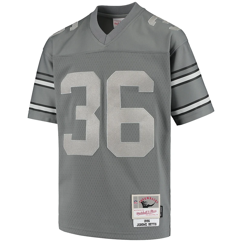 Maillot réplique en métal pour joueur retraité Mitchell & Ness Jerome Bettis Charcoal Pittsburgh Steelers 1996