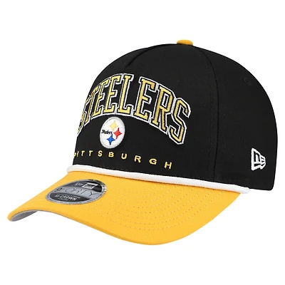 Youth New Era  Black/Gold Pittsburgh Steelers  Arch COOLERA 9FORTY A-Frame Adjustable Hat
