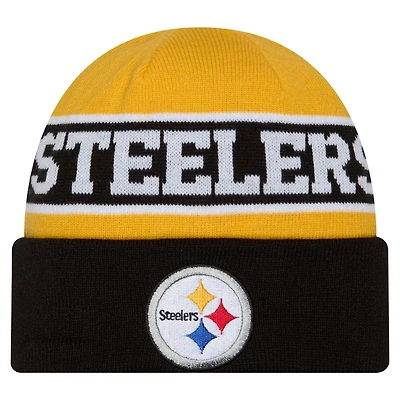 Bonnet en tricot réversible à revers noir Pittsburgh Steelers Active New Era pour jeunes