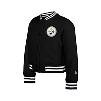 Veste polaire à boutons-pression appliqués en chenille noire des Pittsburgh Steelers de New Era pour jeune