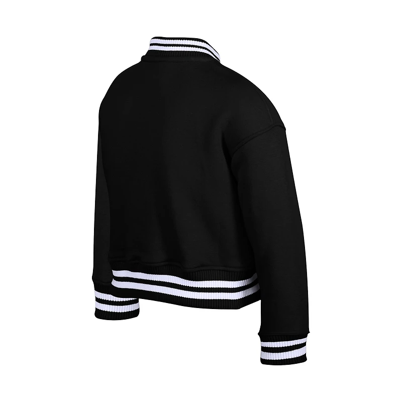 Veste polaire à boutons-pression appliqués en chenille noire des Pittsburgh Steelers de New Era pour jeune