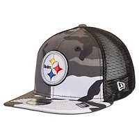 Youth New Era Camo/Black Pittsburgh Steelers Trucker 9FIFTY Snapback Hat