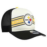 Casquette de camionneur ajustable 9FIFTY A-Frame crème/noire pour jeunes New Era des Pittsburgh Steelers