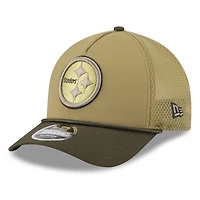 Youth New Era  Green/Dark Green Pittsburgh Steelers 2025 Salute to Service 9FORTY A-Frame Adjustable Hat