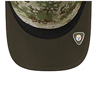 Youth New Era  Green/Dark Green Pittsburgh Steelers 2025 Salute to Service 9FORTY A-Frame Adjustable Hat