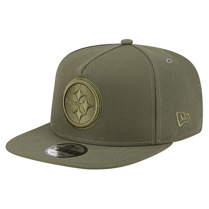 Youth New Era Olive Pittsburgh Steelers Color Pack A-Frame 9FIFTY Snapback Hat