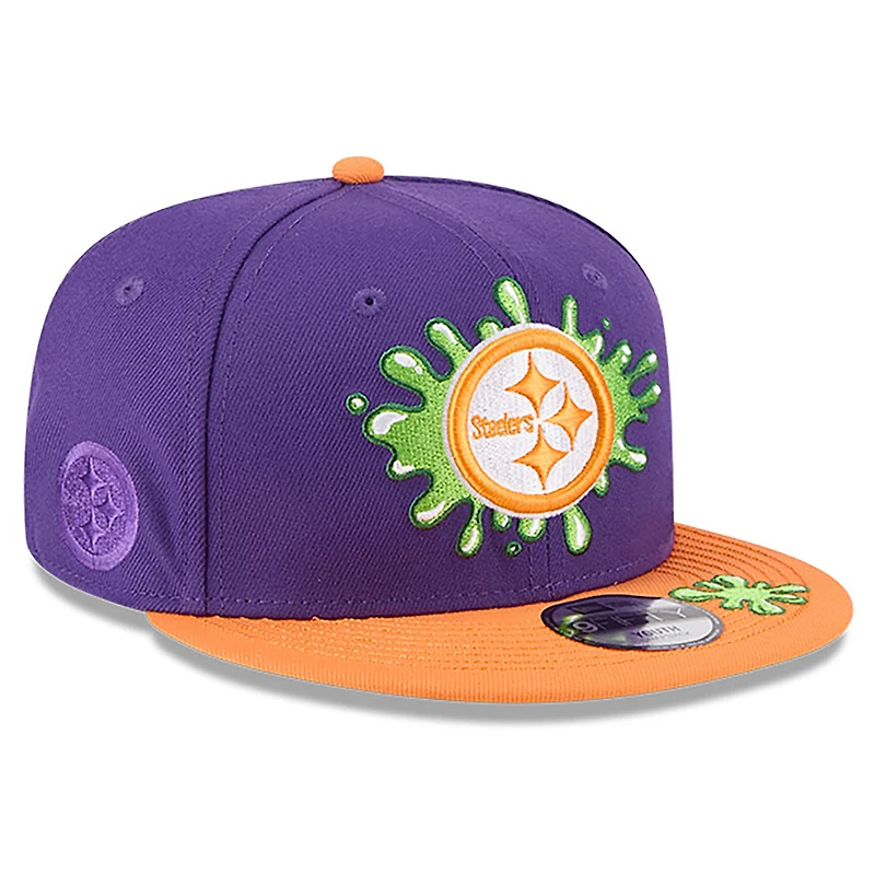 Youth New Era Purple/Orange Pittsburgh Steelers Nickelodeon Slime 9FIFTY Snapback Hat