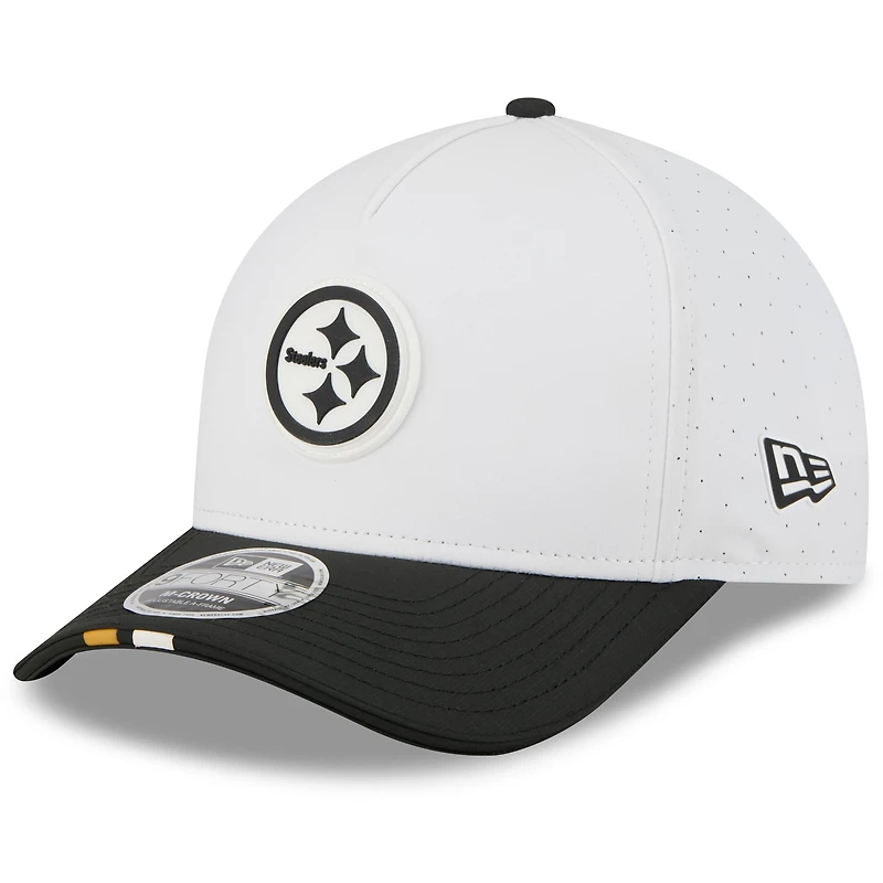 Youth New Era  White/Black Pittsburgh Steelers 2025 NFL Training Camp A-Frame 9FORTY Adjustable Hat