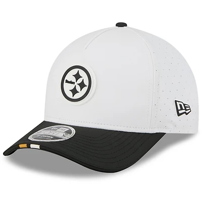 Youth New Era  White/Black Pittsburgh Steelers 2025 NFL Training Camp A-Frame 9FORTY Adjustable Hat