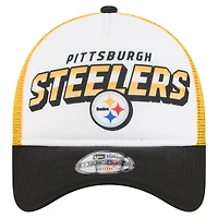 Casquette ajustable New Era blanche/noire pour jeunes Pittsburgh Steelers Streak 9FORTY A-Frame