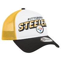 Casquette ajustable New Era blanche/noire pour jeunes Pittsburgh Steelers Streak 9FORTY A-Frame